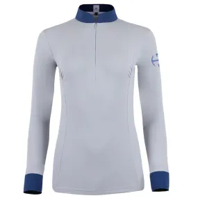 Roxana - French Gray & Cadet Blue Long Sleeve Riding Shirt