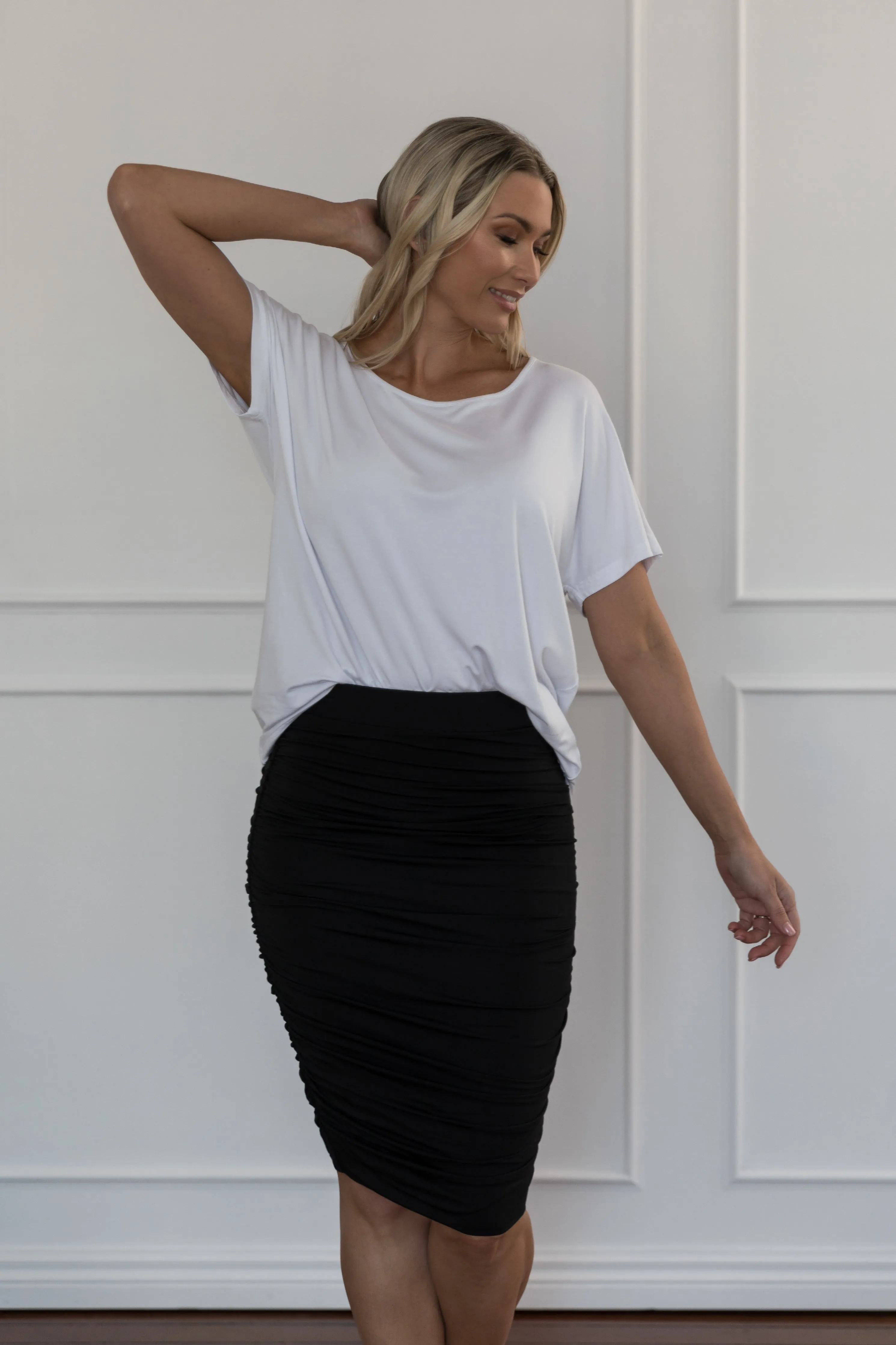 Ruche Skirt in Black