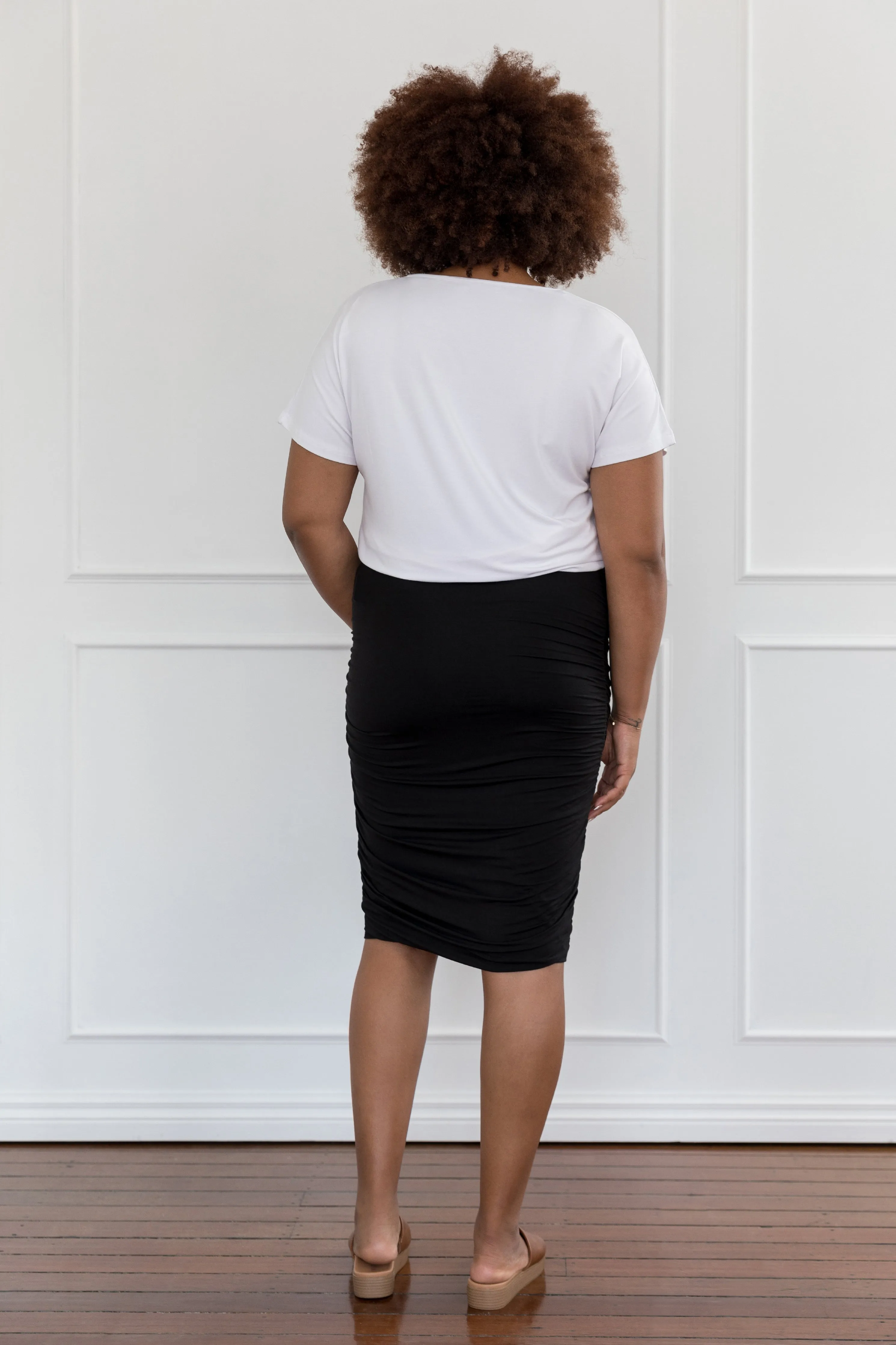 Ruche Skirt in Black