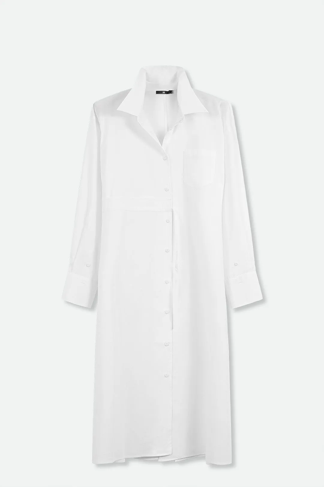 SABRINA SIDE-CINCH SHIRTDRESS IN ITALIAN COTTON STRETCH