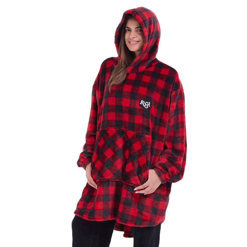 Snuggs Blanket Hoodie Checkered Red