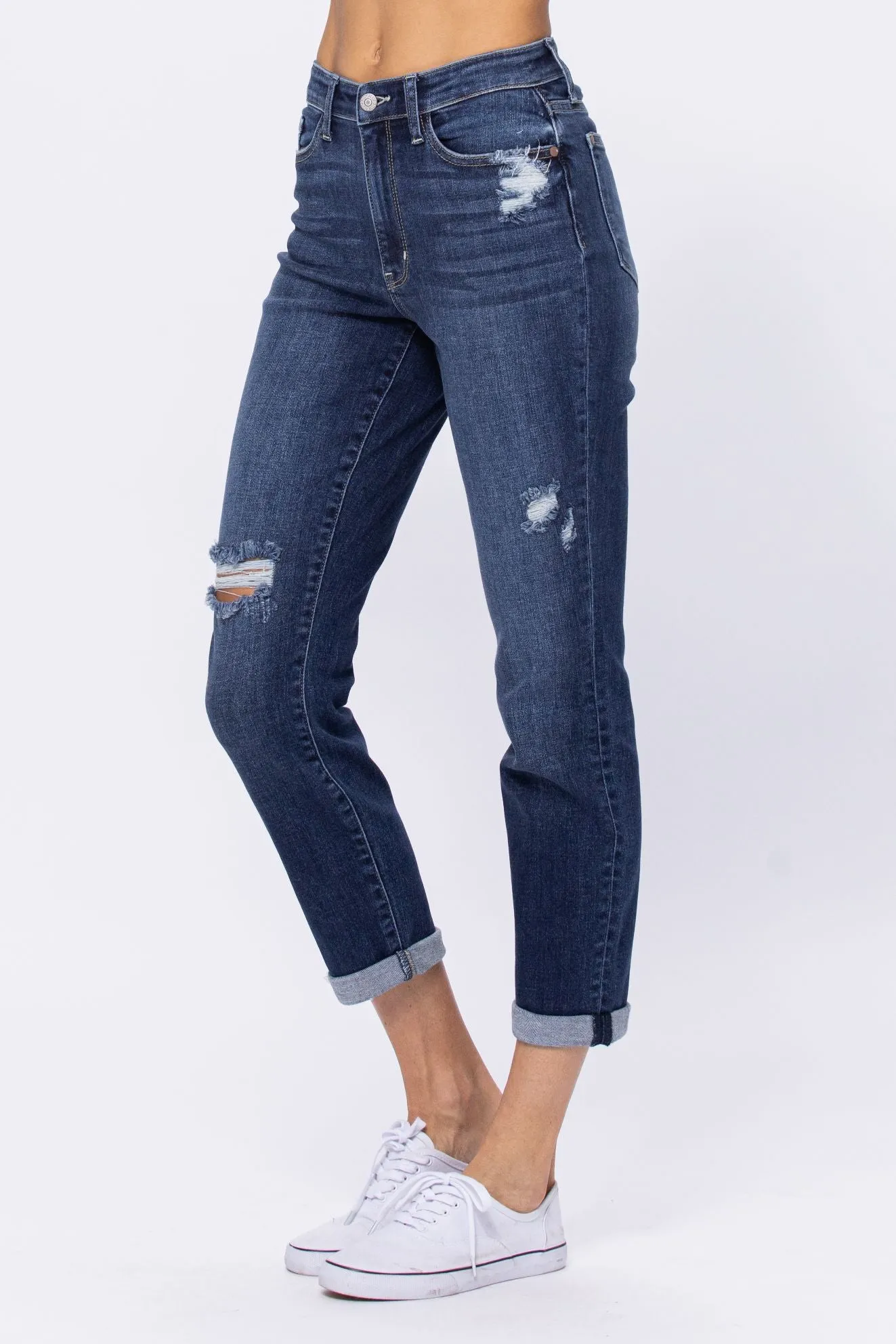 Tasha Minimal Ripped Boyfriend Jeans - PLUS