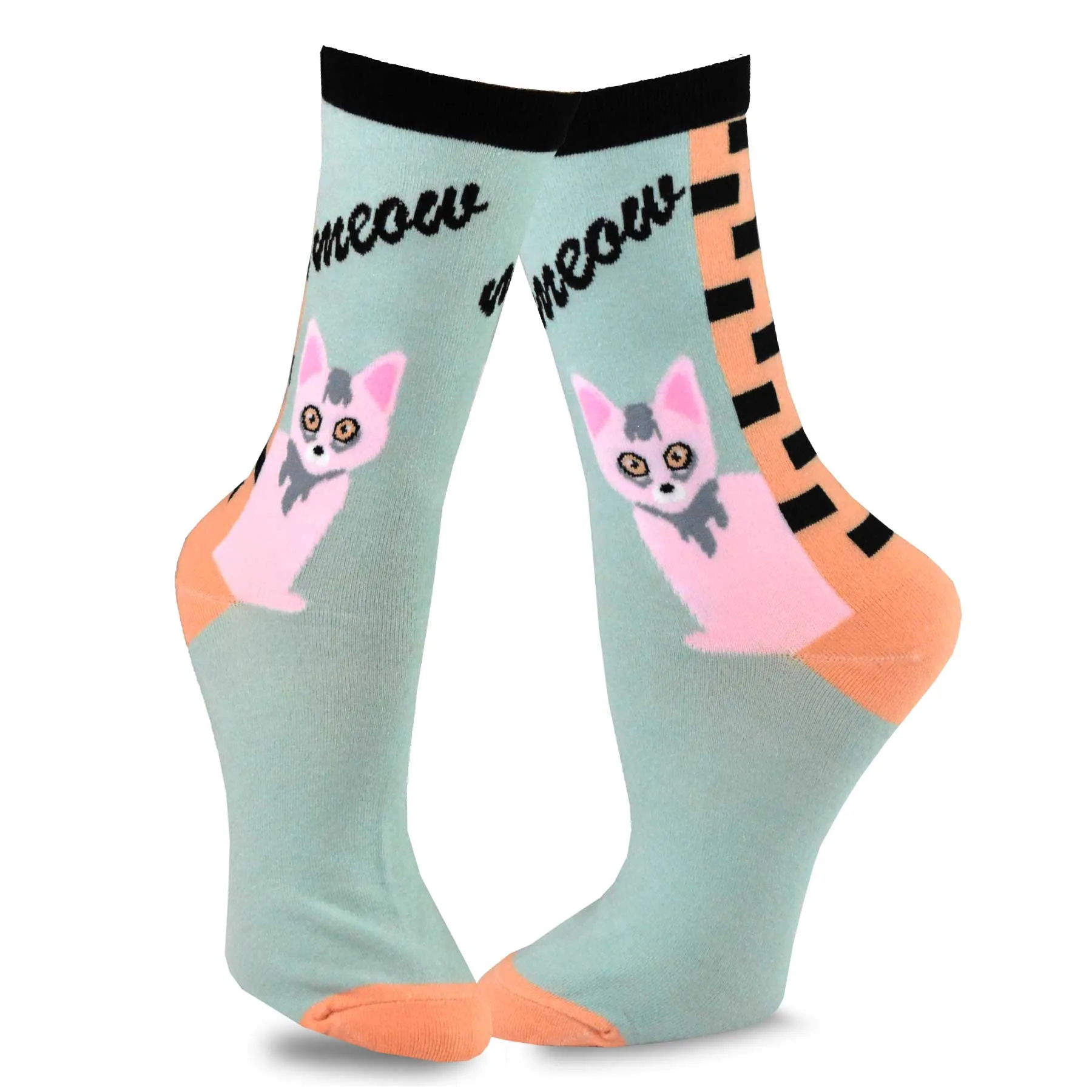 TeeHee Socks Women's Novelty Cotton Crew Cat Meow 5-Pack (11990)