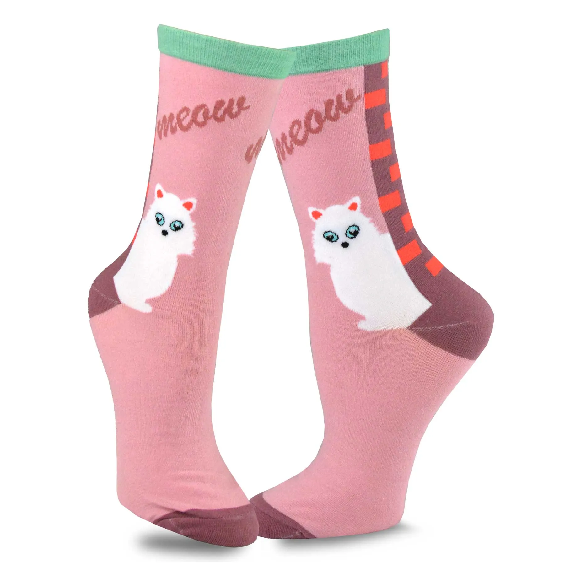 TeeHee Socks Women's Novelty Cotton Crew Cat Meow 5-Pack (11990)