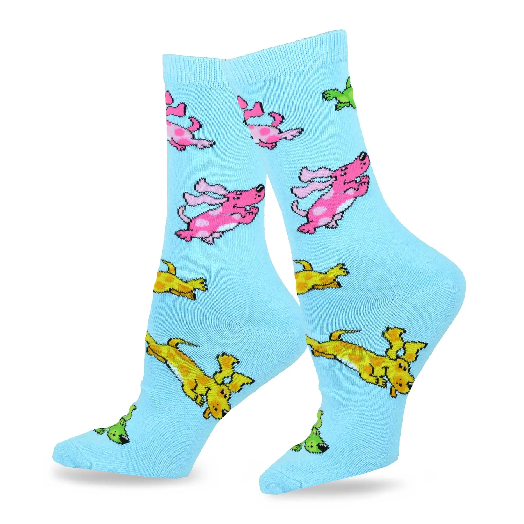 TeeHee Socks Women's Novelty Cotton Crew Colorful Puupies 3-Pack (11135)