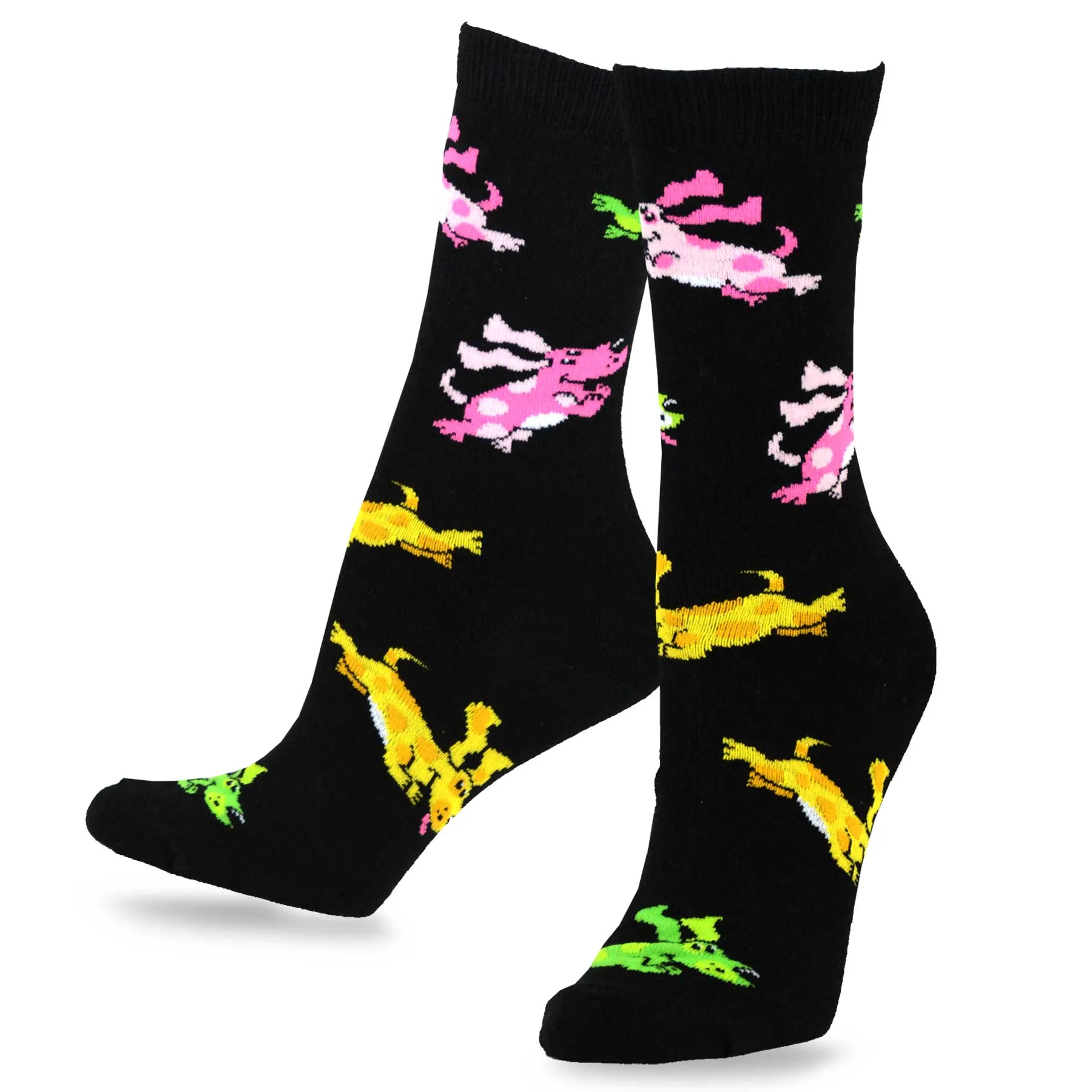 TeeHee Socks Women's Novelty Cotton Crew Colorful Puupies 3-Pack (11135)