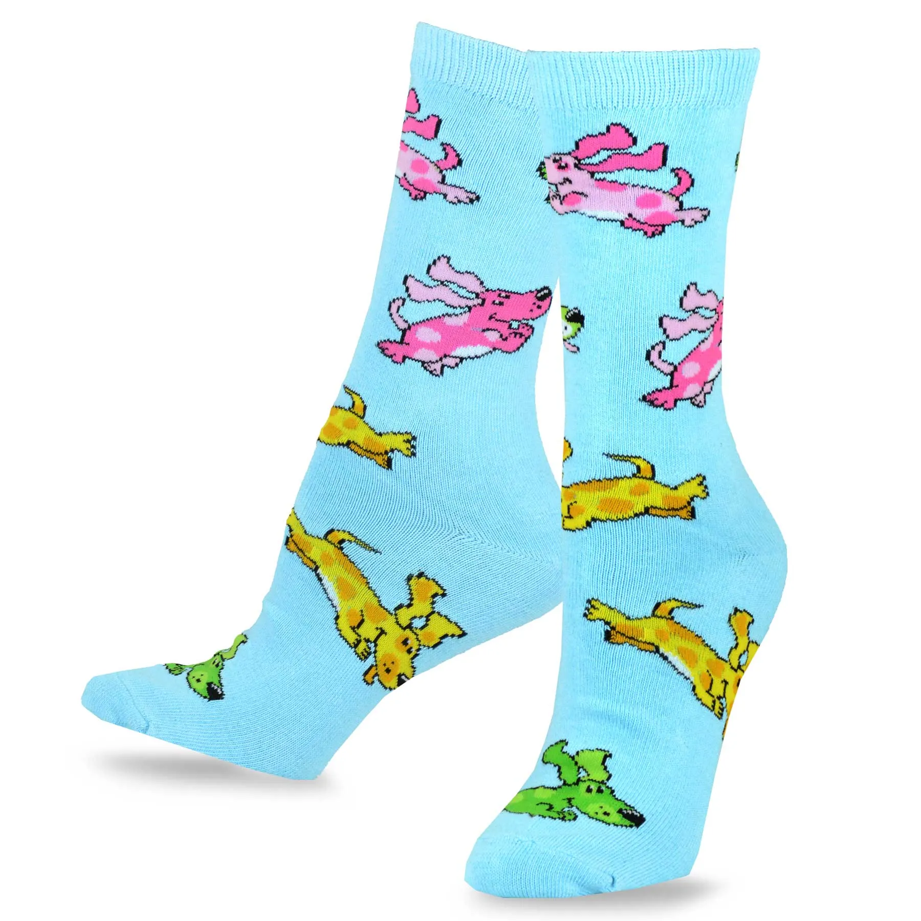 TeeHee Socks Women's Novelty Cotton Crew Colorful Puupies 3-Pack (11135)