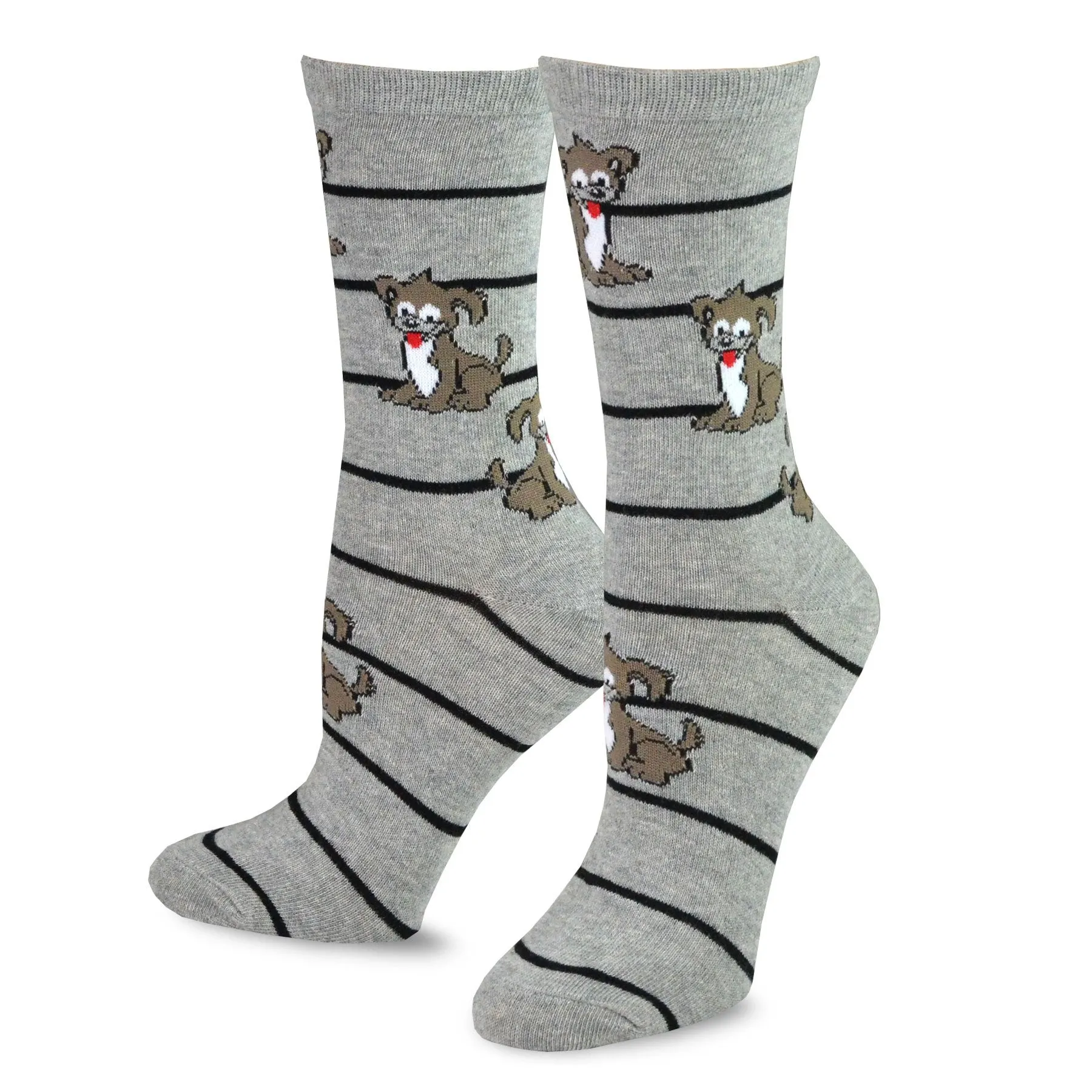 TeeHee Socks Women's Novelty Cotton Crew Dog Face 5-Pack (11995)