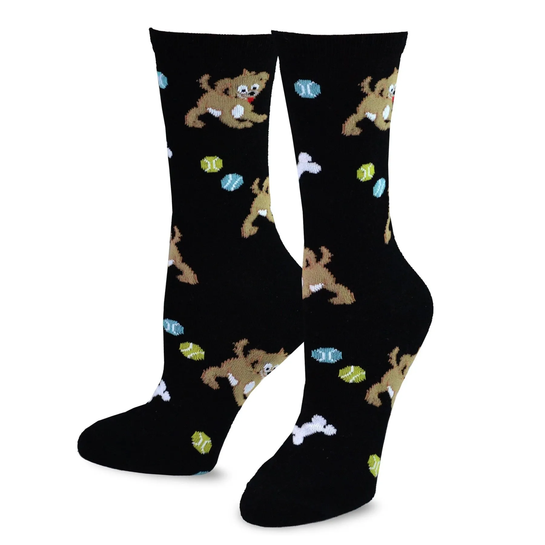 TeeHee Socks Women's Novelty Cotton Crew Dog Face 5-Pack (11995)