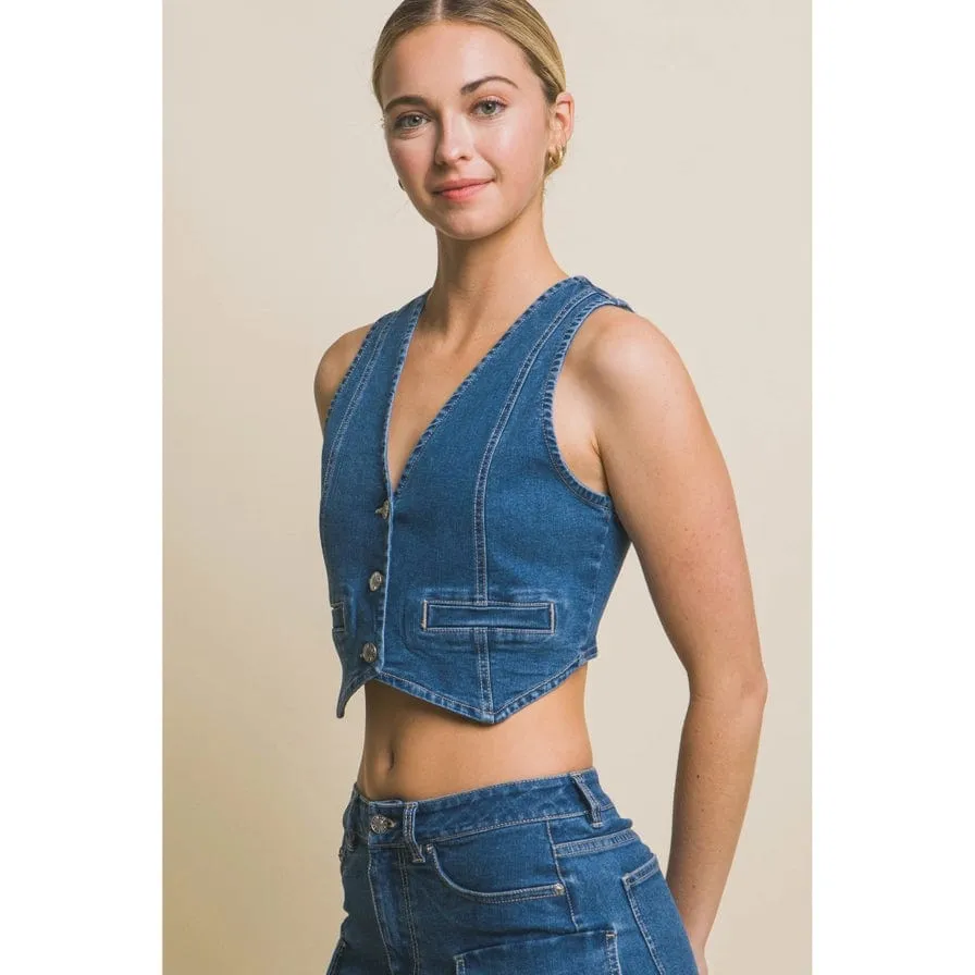 The Classic Women's Denim Cropped Top