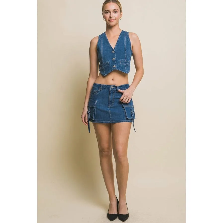 The Classic Women's Denim Cropped Top