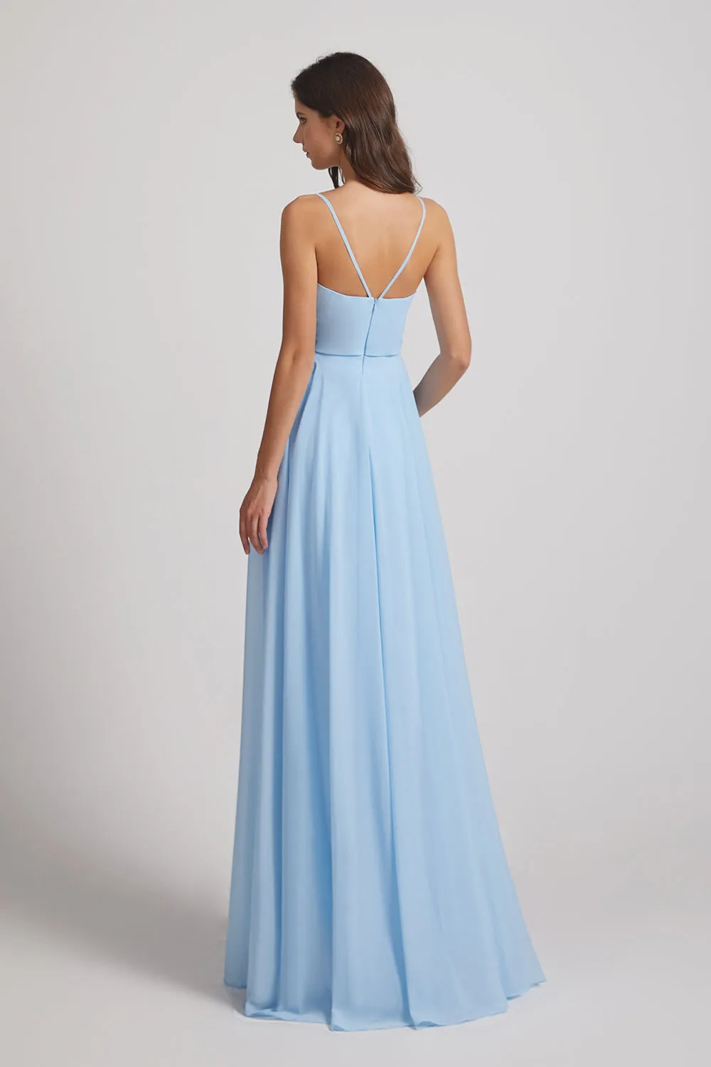 V-Neck Spaghetti Straps A-Line Chiffon Bridesmaid Dresses (AF0106)