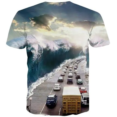 Wave T-shirt Men City Tshirts Cool Sky Tshirts Casual Hip Hop Tshirt Anime Street T-shirts Graphic Short Sleeve summer Men women