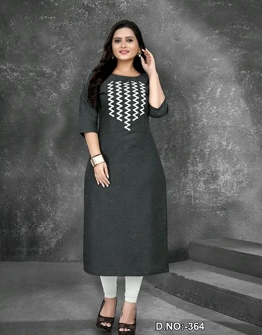 Women's Casual Embroidered Cotton Plus Size Kurti