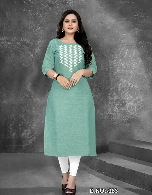 Women's Casual Embroidered Cotton Plus Size Kurti