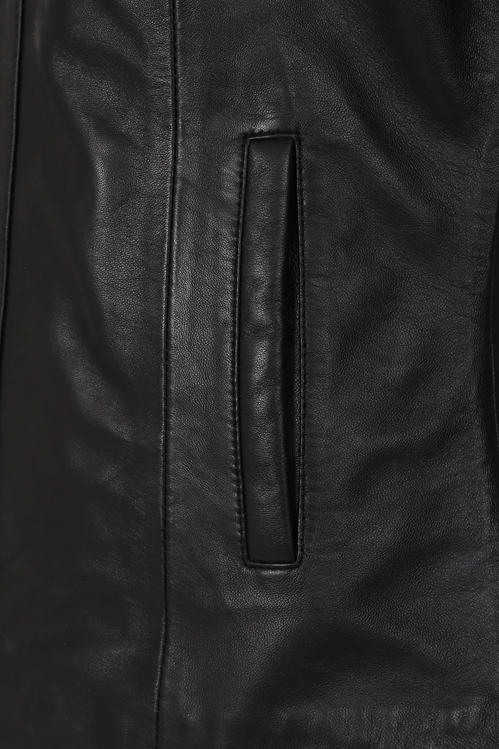 Women's Classic Black Real Leather Jacket - LIZZY