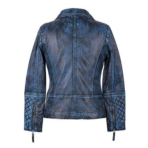 Women’s Falcon Leather Jacket With Denim Effect