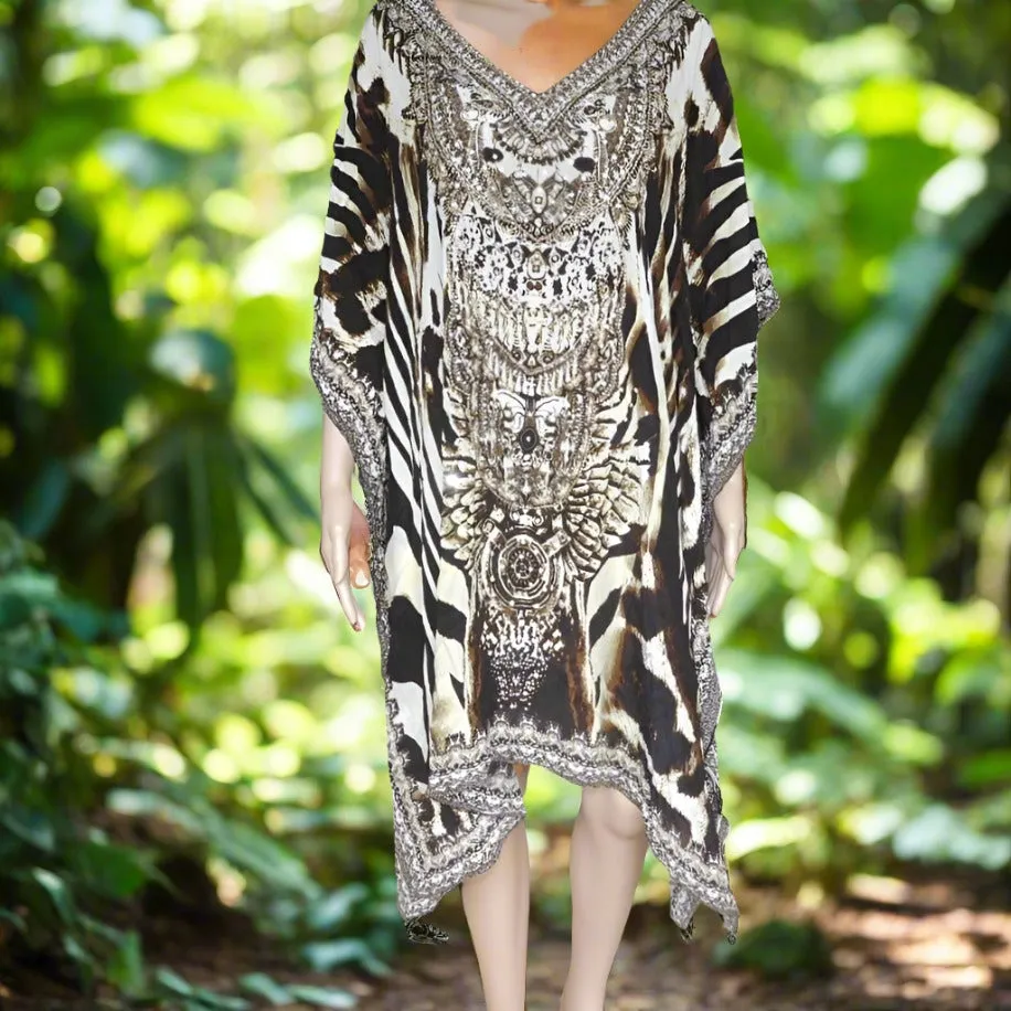 Zulu Short silk Embellished Kaftan