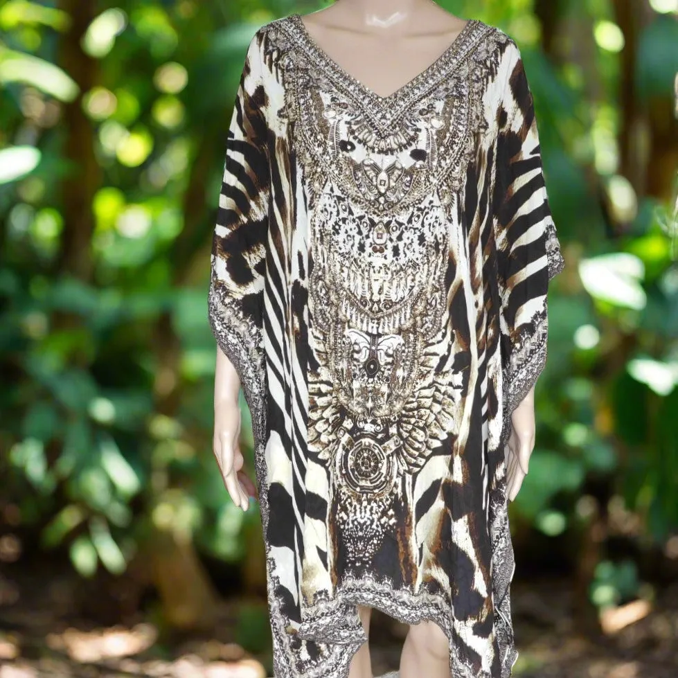 Zulu Short silk Embellished Kaftan